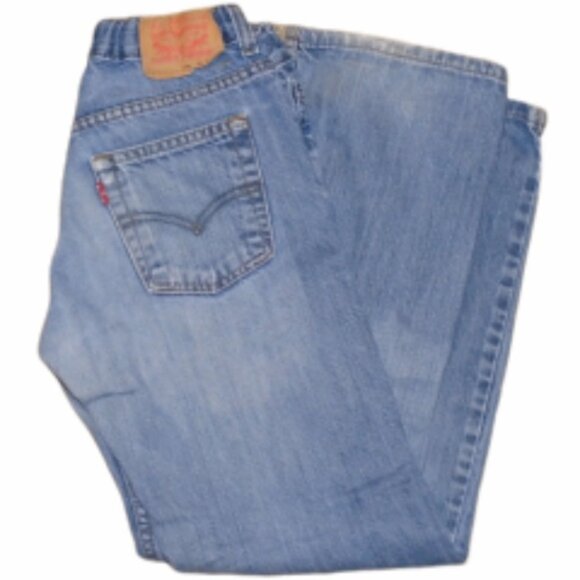 Levi's 505 Medium Wash Distressed Bootcut Jeans Frayed Low Rise Y2K Preppy - Picture 6 of 8